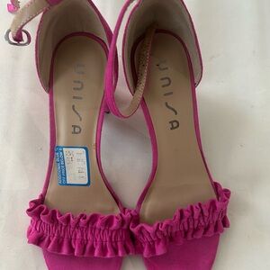 Unisa Pink Ruffle Strap Heels